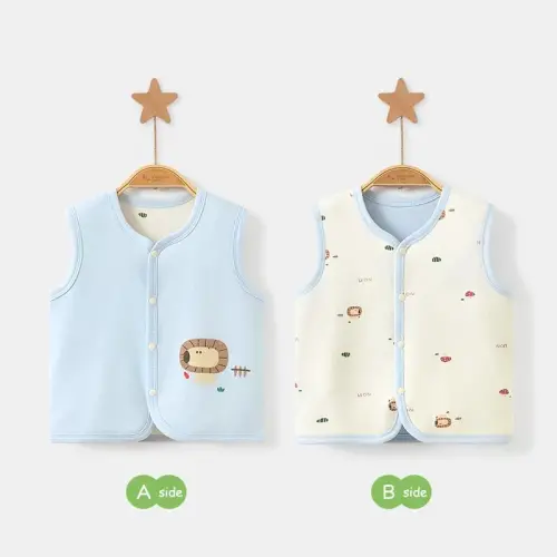 POBIDOBY Baby Vest for Girls & Boys, Purcotton Toddler Reversible Vest for Spring & Autumn - 3