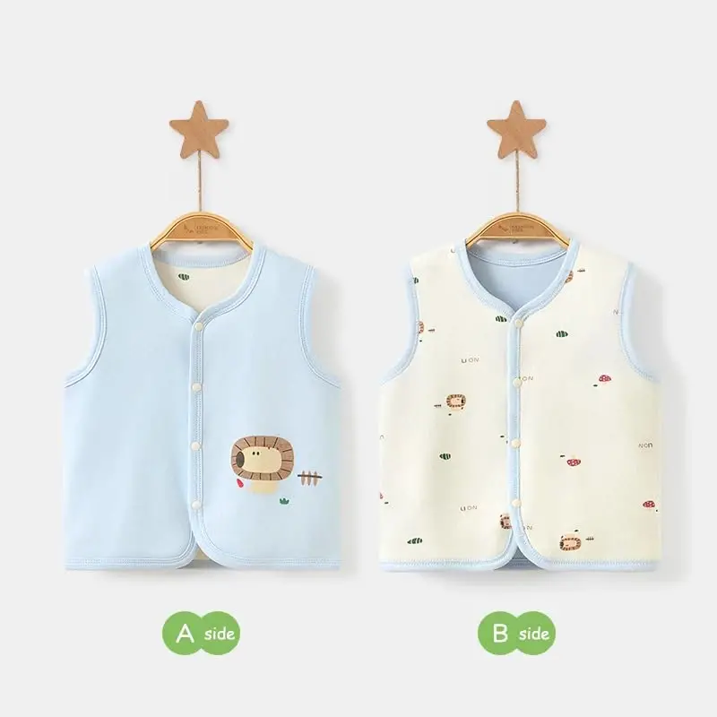 POBIDOBY Baby Vest for Girls & Boys, Purcotton Toddler Reversible Vest for Spring & Autumn - 3