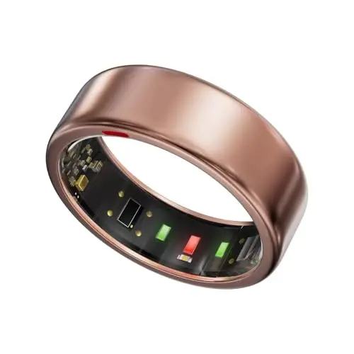POBOVi Smart Ring for Women Men- Sleep/Fitness/Stress/Heart Rate Tracker- Menstrual Records - 5 Days Battery Life - Wireless Charging - No APP Subscription - iOS & Android Compatible(Rosegold,Size 7) - 3