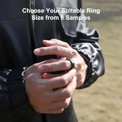 POBOVi Smart Ring erkaklar/ayollar uchun – Uyqu, HRV, yurak urishi, qon kislorodi bilan fitnes trekeri – IP68 suv o'tkazmaydigan, obuna yo'q, iOS va Android – Aniq moslash uchun o'lchash to'plami (faqat uzuk o'lchagichni o'z ichiga oladi) - 3