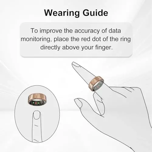 POBOVi Smart Ring erkaklar/ayollar uchun – Uyqu, HRV, yurak urishi, qon kislorodi bilan fitnes trekeri – IP68 suv o'tkazmaydigan, obuna yo'q, iOS va Android – Aniq moslash uchun o'lchash to'plami (faqat uzuk o'lchagichni o'z ichiga oladi) - 5
