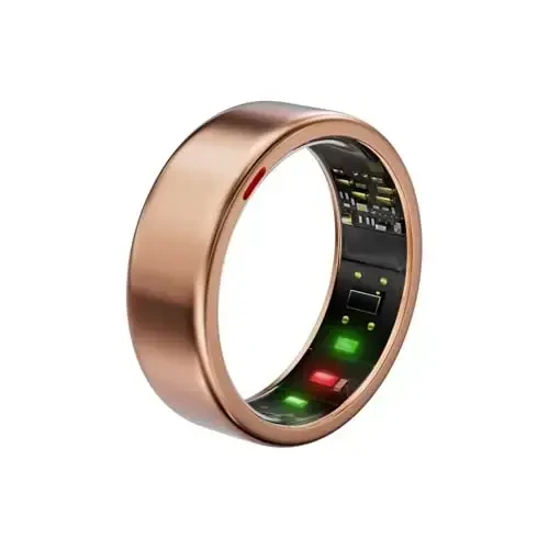 POBOVi Smart Ring for Women Men- Sleep/Fitness/Stress/Heart Rate Tracker- Menstrual Records - 7 Days Battery Life - Wireless Charging - No APP Subscription - iOS & Android Compatible (Rosegold, 11) - POBOVI