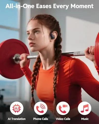 PocBuds Беспроводные наушники Bluetooth Беспроводные наушники 80 часов воспроизведения Чехол для беспроводной зарядки Цифровой дисплей Спортивные наушники с ушным крючком Глубокий бас Водонепроницаемость IPX7 Наушники-вкладыши для ТВ Телефон Ноутбук Черный 