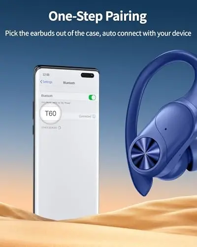 PocBuds Bluetooth eshitish vositasi simsiz quloqchinlar 80 soatlik o'yin vaqti simsiz zaryadlash qutisi raqamli displey sport quloq kurtaklari quloq ilgagi chuqur bass IPX7 suv o'tkazmaydigan televizor telefon noutbuki uchun quloqchinlar dengiz floti - 4