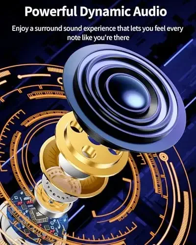 PocBuds Bluetooth eshitish vositasi simsiz quloqchinlar 80 soatlik o'yin vaqti simsiz zaryadlash qutisi raqamli displey sport quloq kurtaklari quloq ilgagi chuqur bass IPX7 suv o'tkazmaydigan televizor telefon noutbuki uchun quloqchinlar dengiz floti - 5