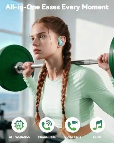 PocBuds Bluetooth Kulaklıklar Kablosuz Kulak İçi Kulaklıklar 80 Saat Oynatma Süresi Kablosuz Şarj Kutusu Dijital Ekran Spor Kulak İçi Kulaklıklar Kulak Kancası Derin Bas IPX7 Su Geçirmez Kulak Üstü Kulaklıklar Telefon Bilgisayar için Nane Yeşili 