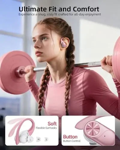 PocBuds Bluetooth Quloqchinlar Simsiz Quloqchinlar 80 soat Ishlash Vaqti Simsiz Quvvatlash Qutisi Raqamli Displey Sport Quloqchinlari Quloqilgak Bilan Chuqur Bass IPX7 Suv O'tkazmaydigan Telefon Noutbuk Atirgul Oltin 