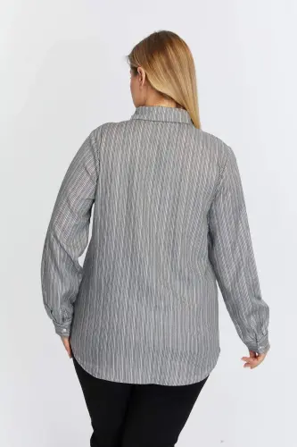 Pocket Asymmetric Pattern Plus Size Shirt Black - 7