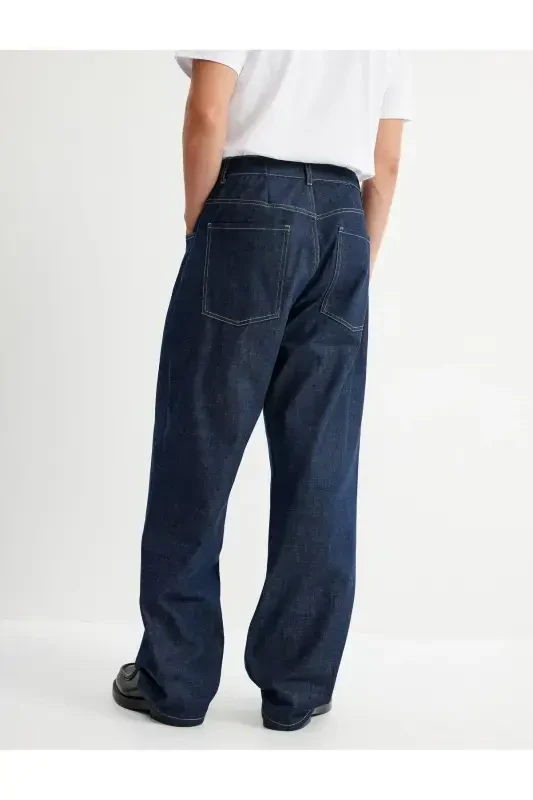 Pocket Detail Cotton Loose Super Baggy Jeans - 5