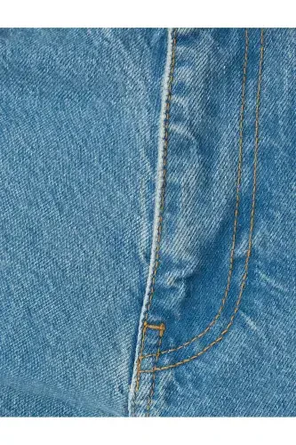 Pocket Detail Cotton Vintage Straight Jeans - 6