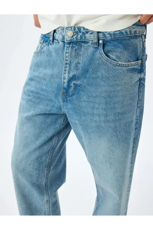 Pocket Detail Cotton Vintage Straight Jeans - 5