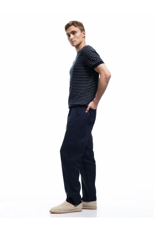 Pocket Detail Drawstring Waist Oversize Linen Pants - 7