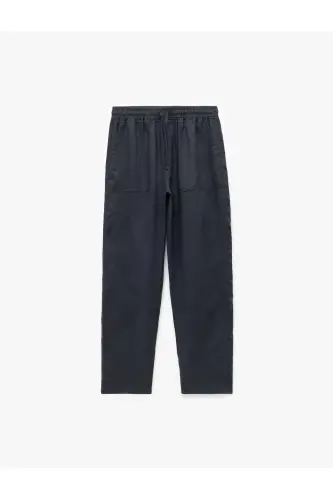 Pocket Detail Drawstring Waist Oversize Linen Pants - 8