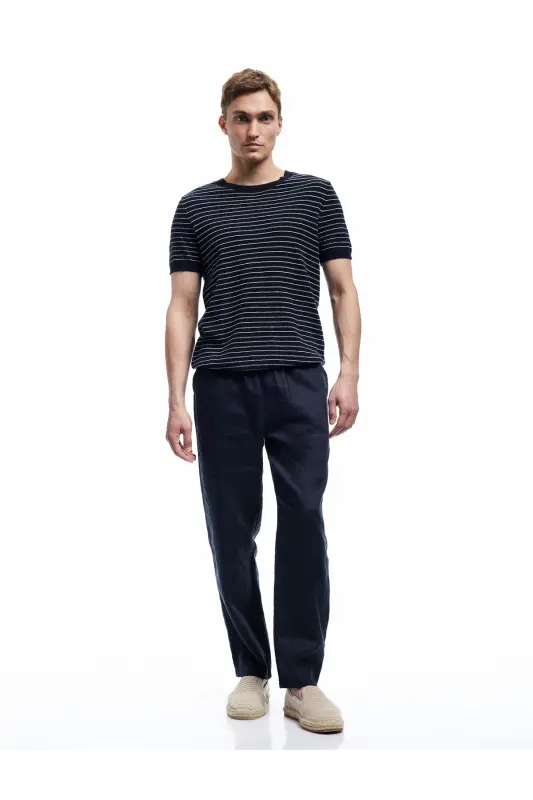 Pocket Detail Drawstring Waist Oversize Linen Pants - KOTON
