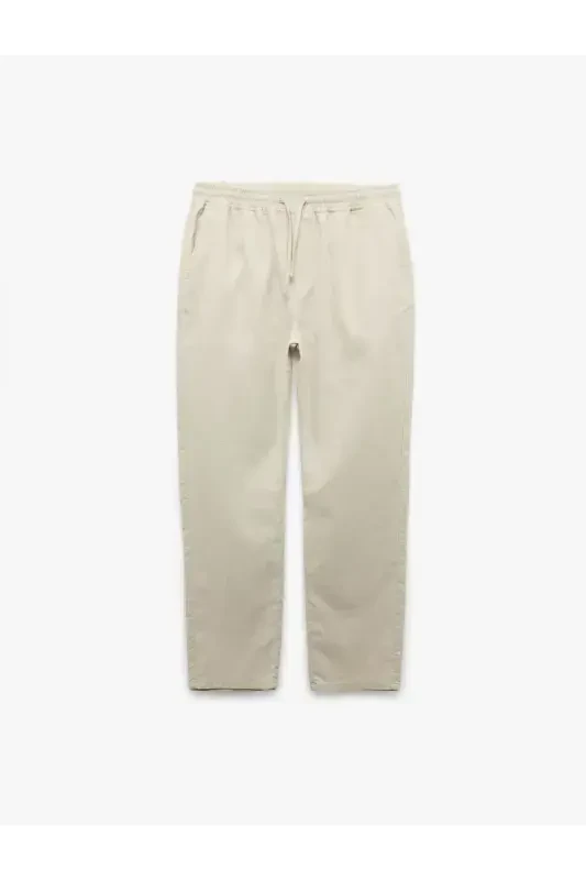 Pocket Detail Linen Cotton Blend Drawstring Waist Pants - Koton