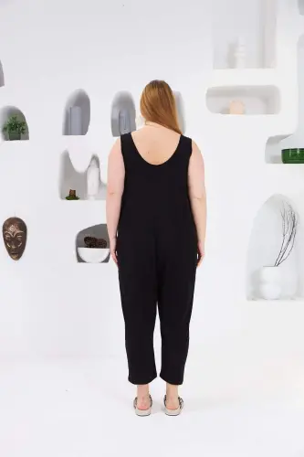 Pocket Detail Plus Size Jumpsuit Black - 5