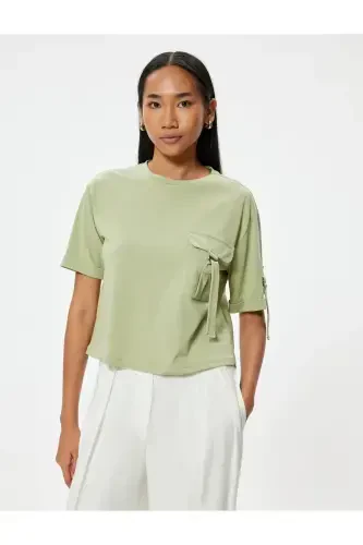 Pocket Detailed Short Sleeve T-Shirt Round Neck Cotton - KOTON (1)