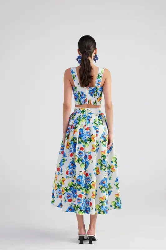 Pocket Patterned Long Ravello Skirt Blue - 6