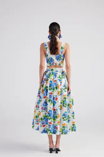 Pocket Patterned Long Ravello Skirt Blue - 7