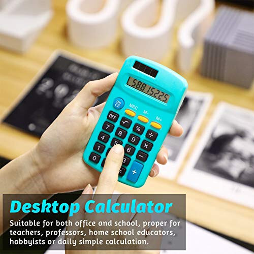 Pocket Size Calculator 8 Digit Display Basic Calculator Solar Battery Dual Power Mini Calculator for Desktop Home Office School Students Kids, 6 Colors (30) - 6