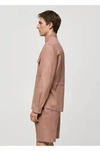 Pocketed 100% Linen Shirt Jacket - 2