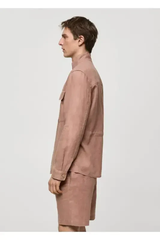 Pocketed 100% Linen Shirt Jacket - 2