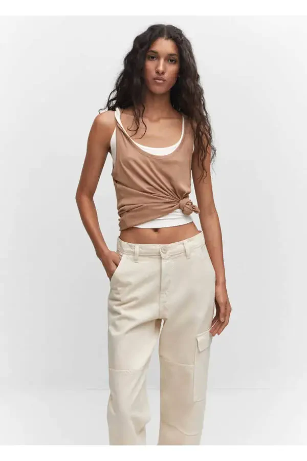 Pocketed Cargo Jeans Pants - 6