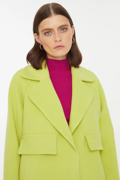 Pocketed Cocoon Form Stamped Coat - 3