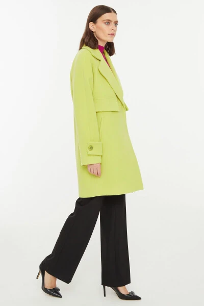 Pocketed Cocoon Form Stamped Coat - 4