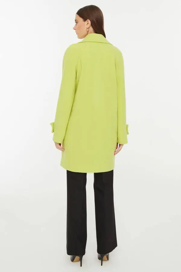 Pocketed Cocoon Form Stamped Coat - 5