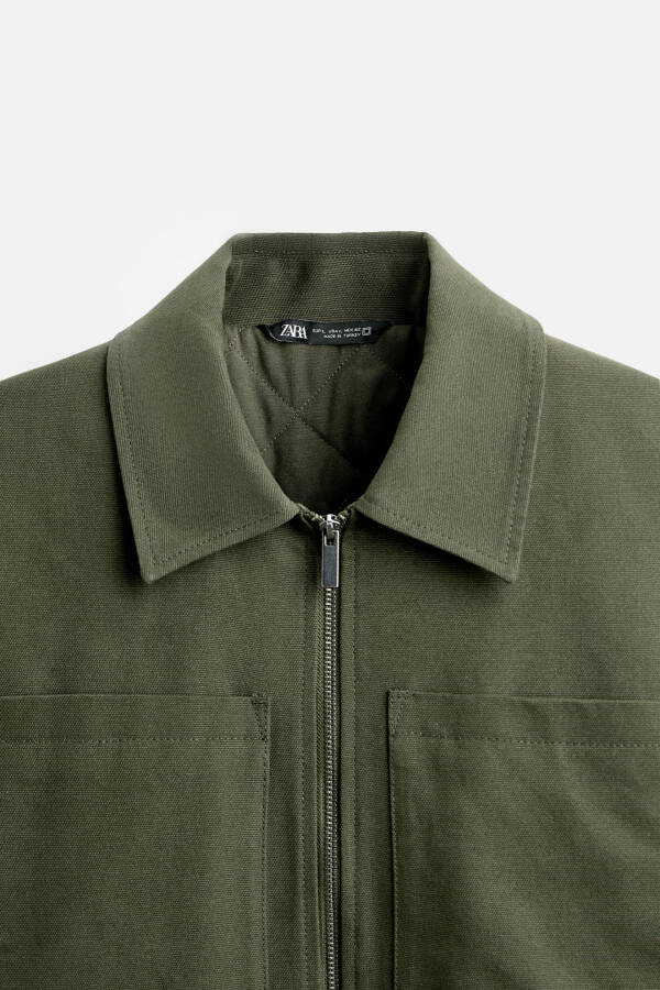 Pocketed Cropped Fitted Jacket - Dark Khaki - 14