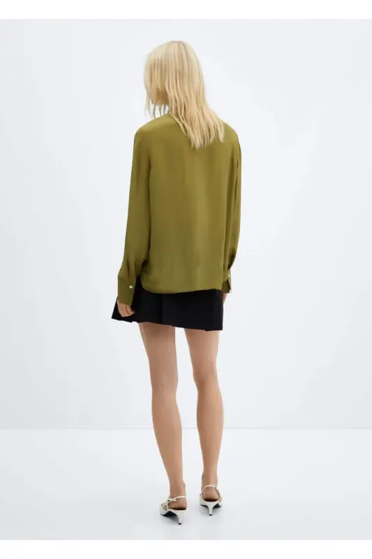 Pocketed draped shirt - Khaki Color - 6
