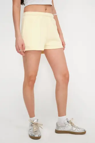 Pocketed Elastic Waist Shorts Ş1010-N12-A.Yellow - 5