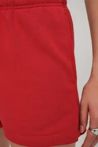 Pocketed Elastic Waist Shorts S1010-N12-B.Red - 4