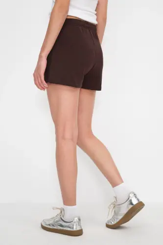 Pocketed Elastic Waist Shorts Ş1010-N12-Burnt Coffee - 5