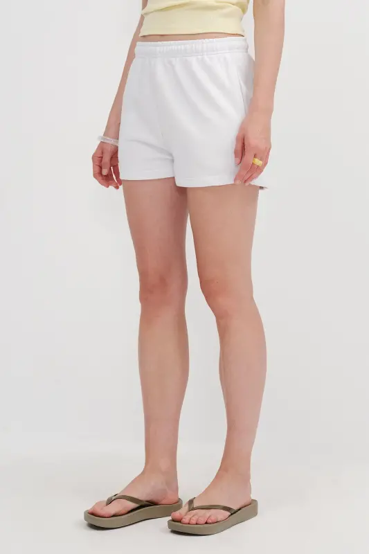 Pocketed Elastic Waist Shorts S1010-N12-White - 6