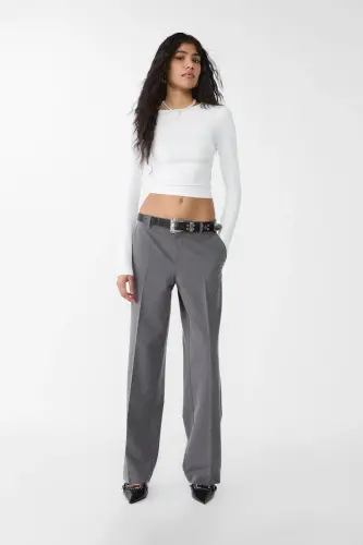 Pocketed fabric trousers-Dark grey - 1
