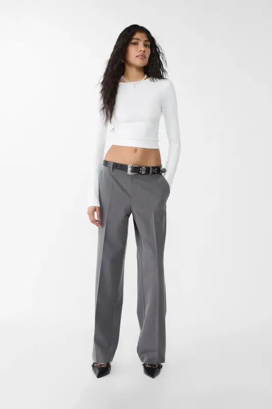 Pocketed fabric trousers-Dark grey - 1