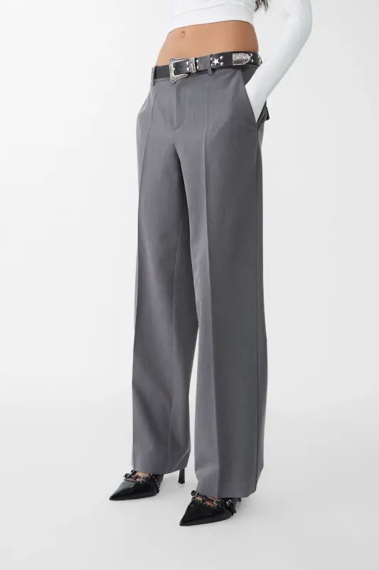 Pocketed fabric trousers-Dark grey - 2