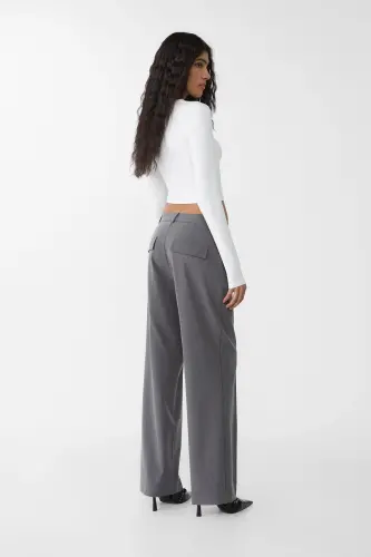 Pocketed fabric trousers-Dark grey - 3