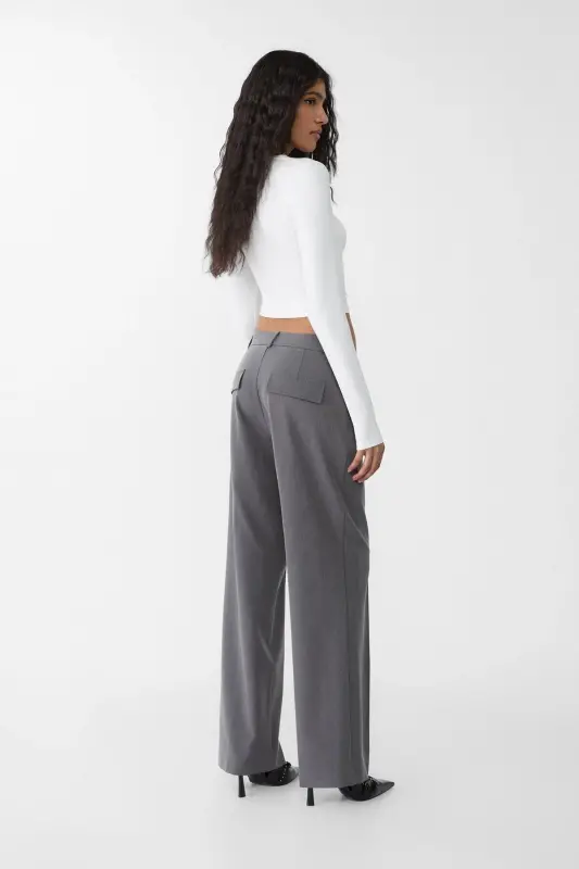 Pocketed fabric trousers-Dark grey - 3