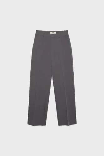 Pocketed fabric trousers-Dark grey - 5