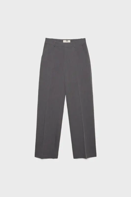 Pocketed fabric trousers-Dark grey - 5
