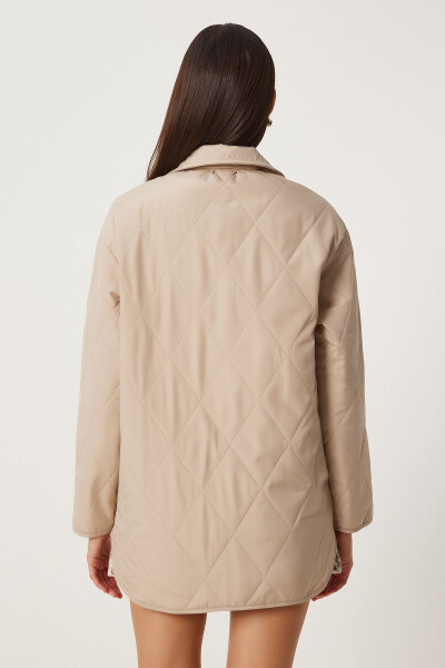 Pocketed Oversized Quilted Jacket CREAM - 6