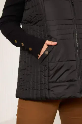 Pocketed Plus Size Quilted Vest Black - 2