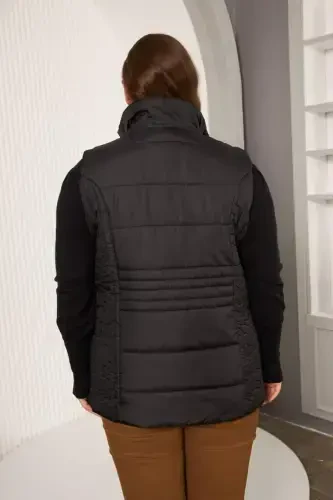 Pocketed Plus Size Quilted Vest Black - 4