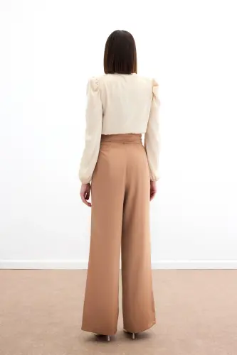 Pocketed Relaxed Satin Pants - Camel-CAMEL - 7