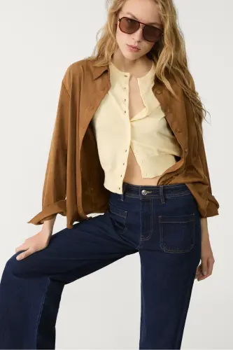 Pocketed Straight Fit Jeans - 1