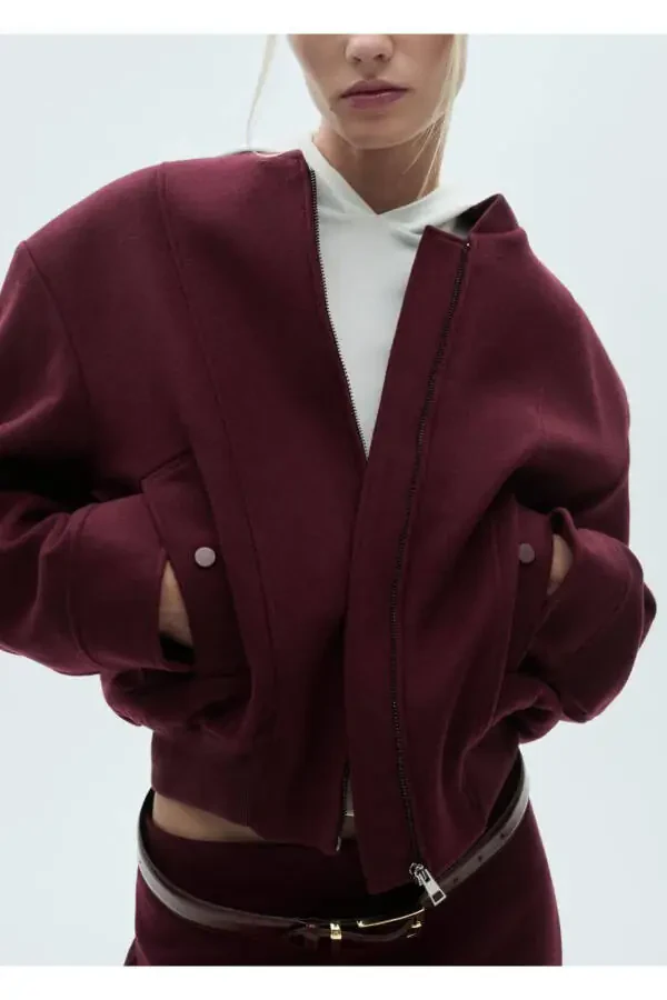 Pocketed Wool Bomber Jacket - 1