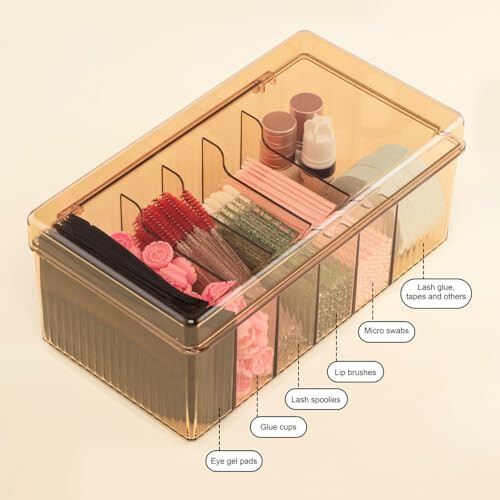 POCMKO Acrylic Eyelash Extension Organizer, Lash Extension Supplies Storage Container Box, Lash Cart Organizer, Large Capacity Makeup Organizer and Storage, Lashes Supplies Organizer and Box - 3